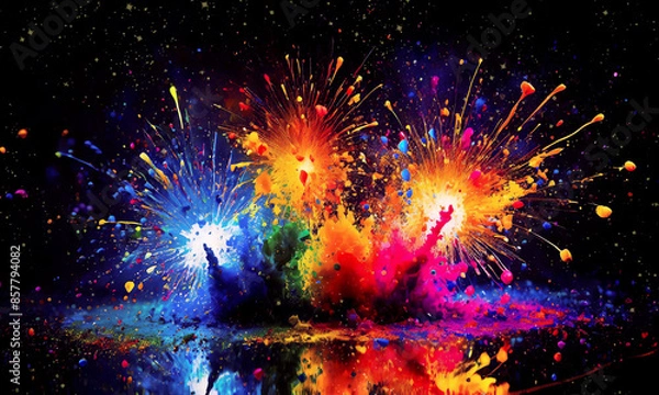 Obraz 飛び散るインクの花火1