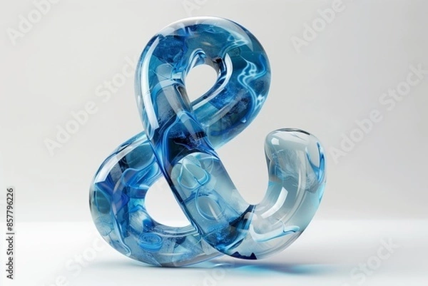 Obraz Glass 3D ampersand sign on a light background