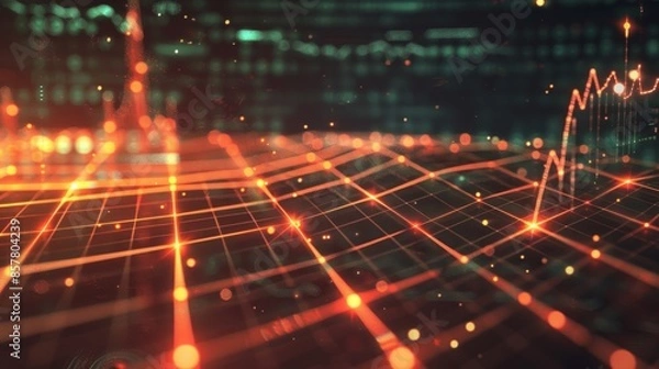 Fototapeta Financial stability and analysis  grid background with intersecting lines for finance theme