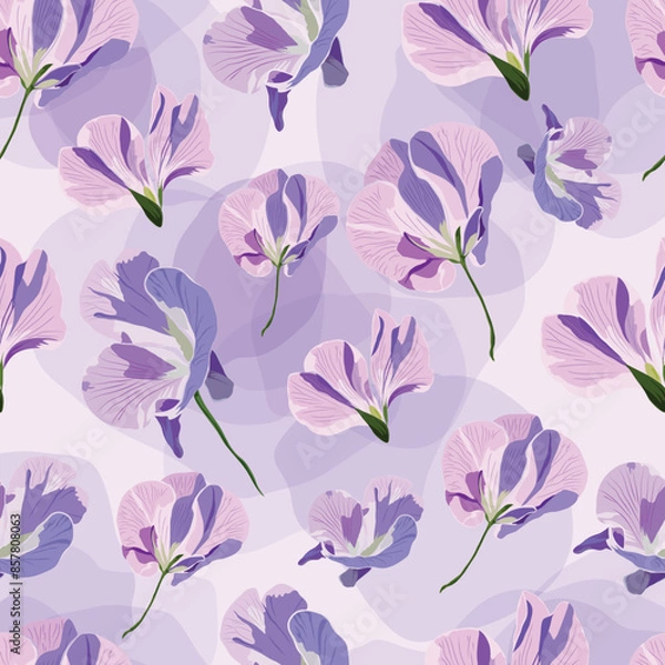 Obraz purple sweet pea flower Minimal seamless pattern .