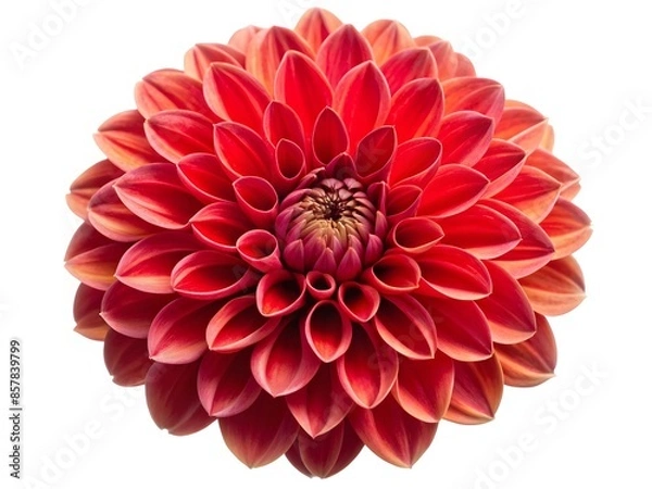Fototapeta Stunning Red Dahlia Flower Isolated On A White Background.