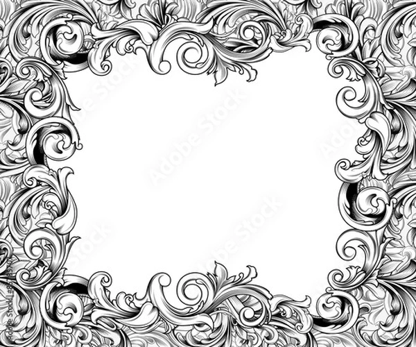 Obraz Baroque Horizontal Frame Ink Drawing