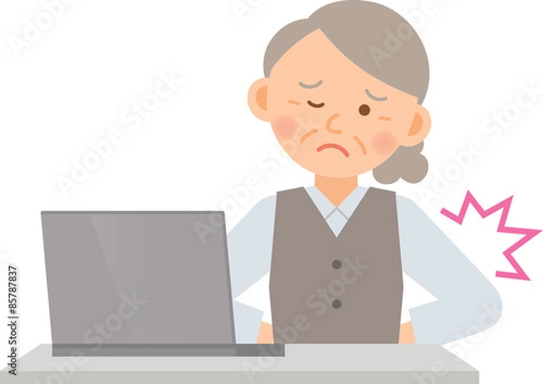 Fototapeta 女性事務員　高齢　ノートパソコン