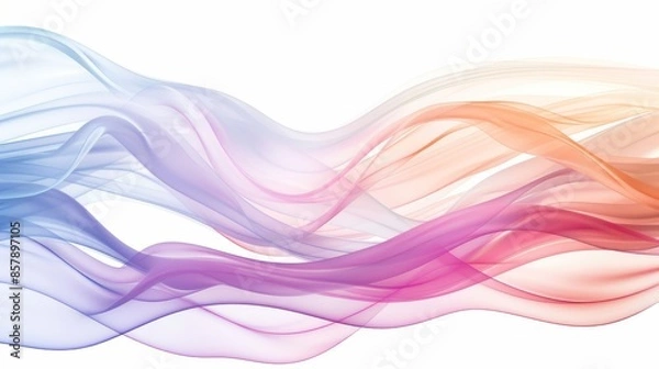 Fototapeta Abstract Background of Flowing Fabric in Pastel Color Against White Background