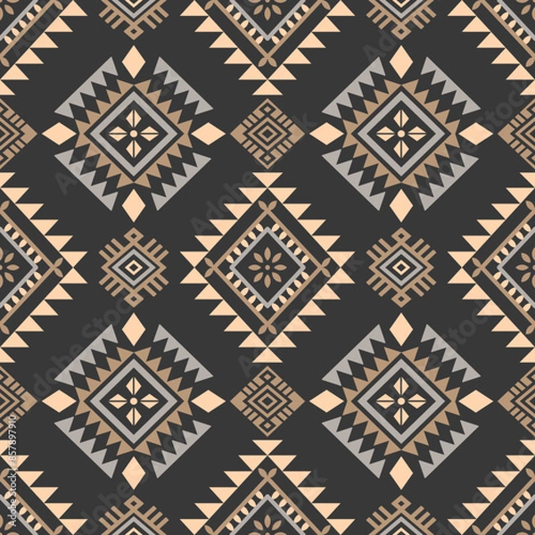 Fototapeta Ancient echoes Aztec geometric seamless patterns southwest Navajo Native American tribal ethnic colorful for textile printing