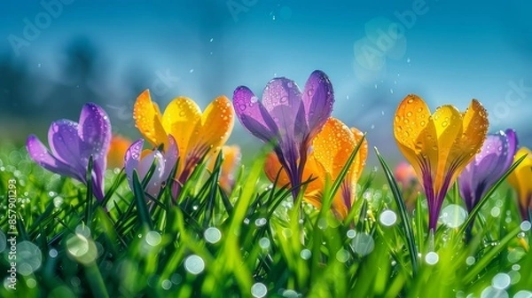Obraz Spring flowers. Crocuses in the sun