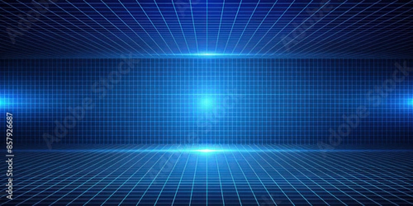 Obraz Futuristic Dark Blue Gradient Digital Grid Background