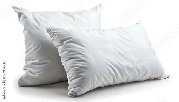 Fototapeta Two new soft pillows isolated on white