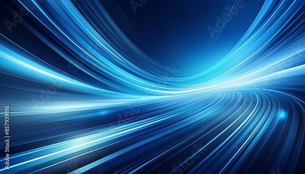 Fototapeta Dynamic abstract background with light streaks conveying speed and motion in cool blue tones.