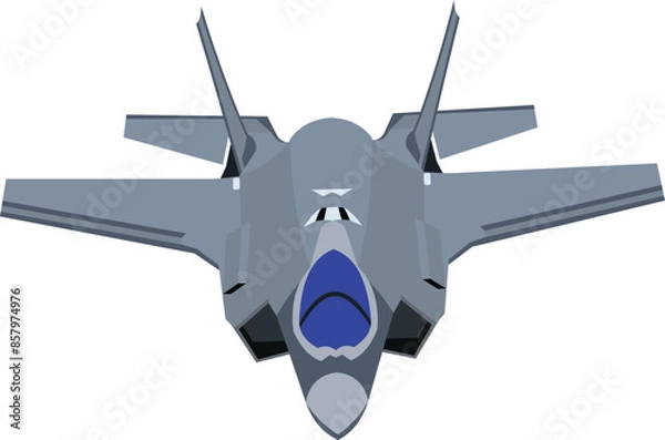 Fototapeta vector image. navy f-35 jet fighter plane in the air seen from the front