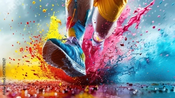 Fototapeta Colorful Running Shoe Explosion