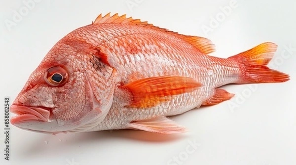 Obraz Fresh Red Snapper on a White Background