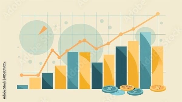 Fototapeta Financial Growth and Success Represented by a Bar Graph and Line Graph