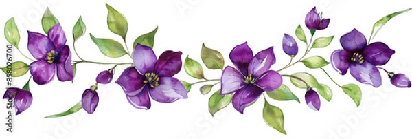 Obraz Purple Flower Garland Watercolor