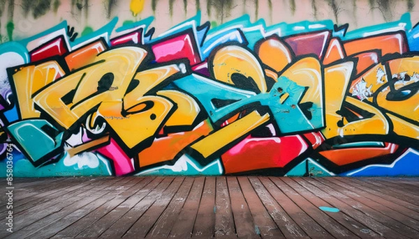Fototapeta ウォールアート,落書きされた壁,抽象的な背景,ポップアートの背景,Generative AI AI画像