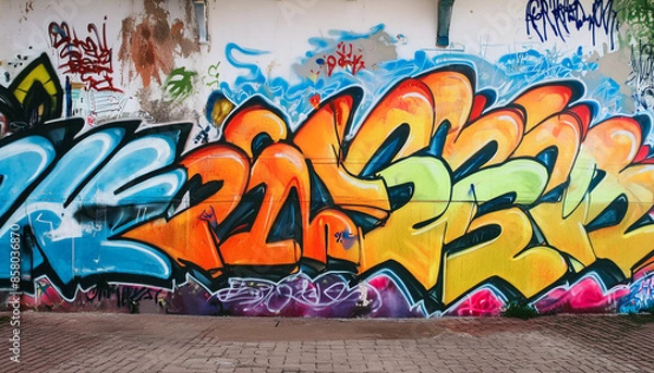 Fototapeta ウォールアート,落書きされた壁,抽象的な背景,ポップアートの背景,Generative AI AI画像