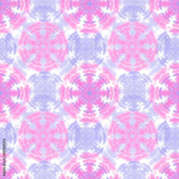 Fototapeta Tie-dye Wash Paint. Watercolor Wash Background. Color Motion. Boundless Abstract Painting. Bohemian Abstract Style. Pink,White Shibori Organic Retro Style. Soft Wash Paint.