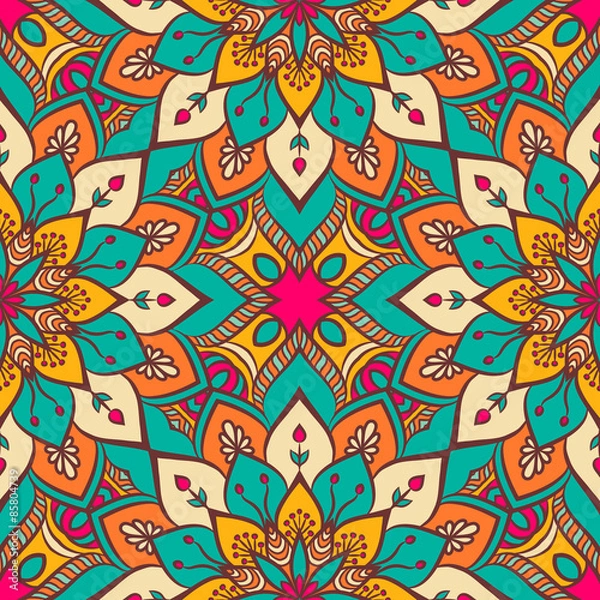 Fototapeta Ethnic floral seamless pattern