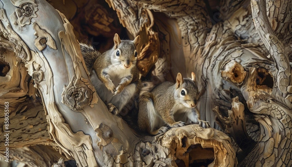 Fototapeta Squirrels on an argan tree