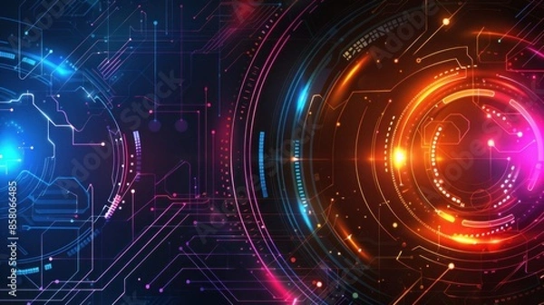 Fototapeta Abstract circular tunnel graphic computer technology background