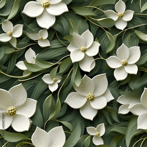 Obraz Seamless 3d felted floral pattern