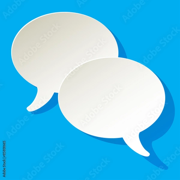 Obraz chat speech bubbles ellipse vector white on a blue background