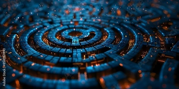 Fototapeta Digital Maze Representing the Complexity of Password Encryption and Decryption Processes. Concept Password Encryption, Decryption Processes, Digital Maze, Security Measures, Cybersecurity