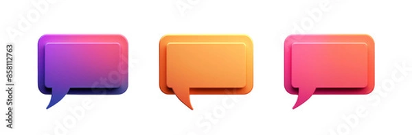 Fototapeta Colorful Speech Text Boxes and Abstract Chat Bubble on White Background