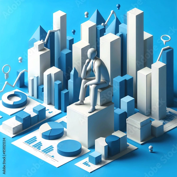 Fototapeta surreal businessman at work