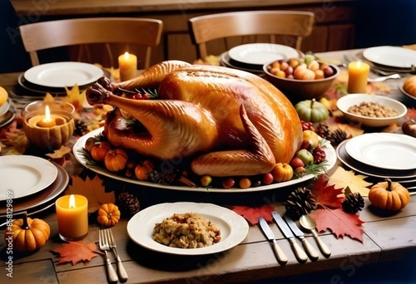 Obraz Thanksgiving Dinner Table - Cozy & Inviting