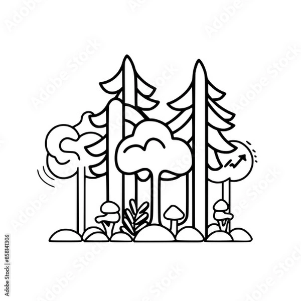 Fototapeta Tree Icon, Forest Icon, Christmas Tree icon, Tree SVG, Tree Illustration, Tree Vector, Forest Icon, Nature Icon, Landscape icons, Farm Icon, Land icon, Mountain Icon, forest svg, camping svg, nature s