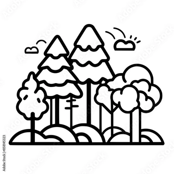 Fototapeta Tree Icon, Forest Icon, Christmas Tree icon, Tree SVG, Tree Illustration, Tree Vector, Forest Icon, Nature Icon, Landscape icons, Farm Icon, Land icon, Mountain Icon, forest svg, camping svg, nature s
