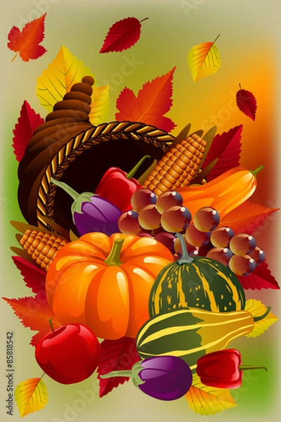 Obraz Cornucopia, 
Thanksgiving Background 