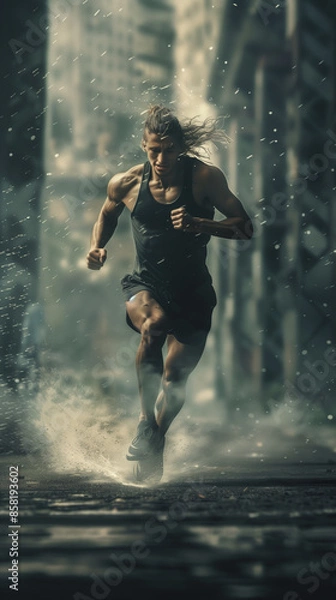 Obraz Sunset Run on Wet Road