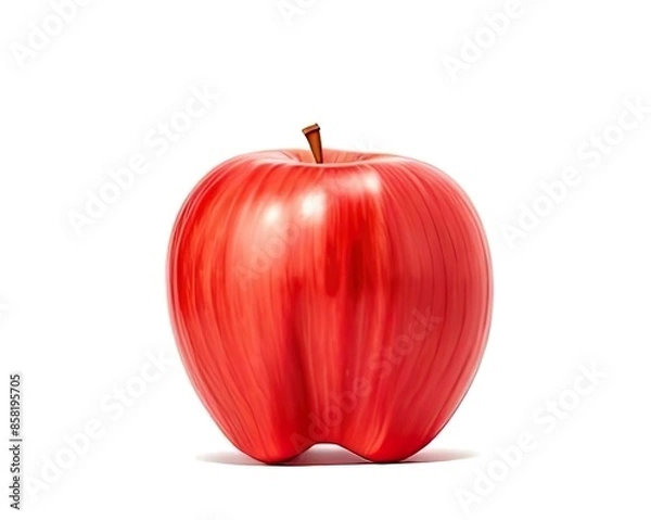 Obraz Red ripe apple on a white background. Generative AI