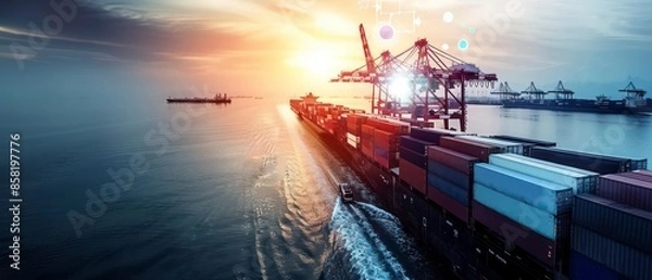 Fototapeta Analyzing global factors impacting supply and demand, re-engineering supply chains to increase visibility and enable better risk evaluation processes