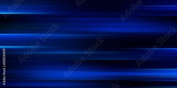 Fototapeta Acceleration speed motion on night road. Light and stripes moving fast over dark background. Abstract blue Illustration