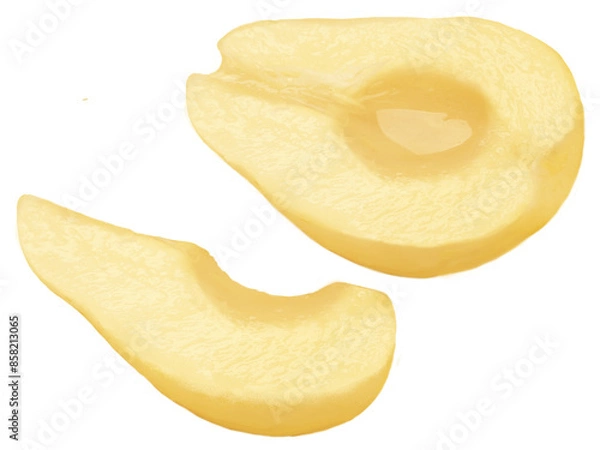 Obraz gekochte Birne, Hälfte und Spalte