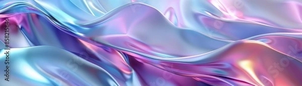 Fototapeta Fluid Elegance - 3D Render Abstract Background with Gradient Waves and Glossy Surfaces