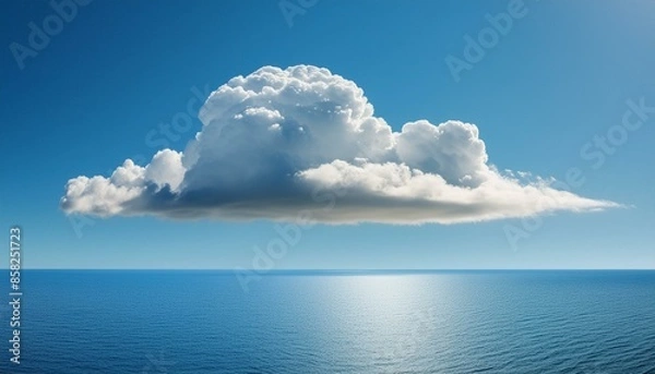 Fototapeta Gentle Cloud Floating on a Serene Blue Surface"