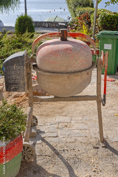Obraz Electric Concrete Cement Mixer at Construction Site