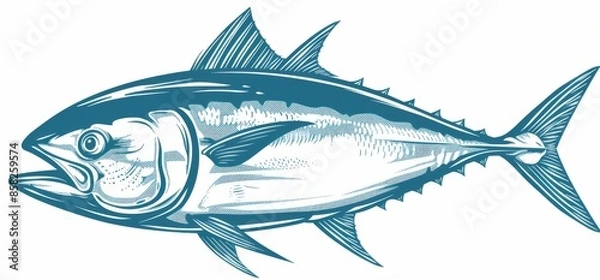 Fototapeta Vintage tuna illustrations. Modern logo template. Can be used for a restaurant menu or fish market.