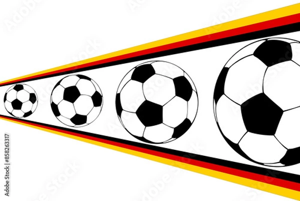 Fototapeta balloons and the German flag in perspective, flowing balloons, European Championships 2024 in Germany, with the European national football teams competing to win the final. graphic illustration