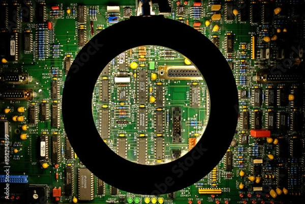 Obraz Electronics with circular maginifier light