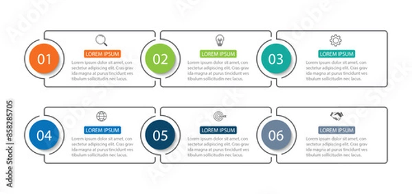 Fototapeta Presentation business infographic template with 6 options. Vector illustration.