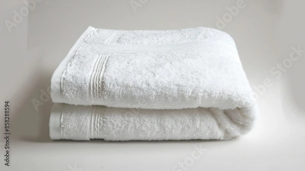 Fototapeta White Towel. Soft and Single Bath Towel for Wellness and Decoration
