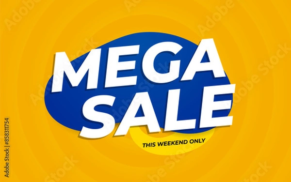 Obraz Mega sale banner template yellow. hot sale label