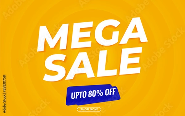 Obraz Mega sale banner template yellow. hot sale label