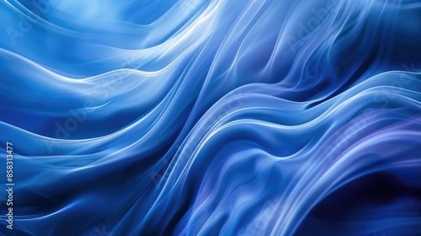 Fototapeta Dynamic abstract blue waves on a background, suggesting movement and tranquility