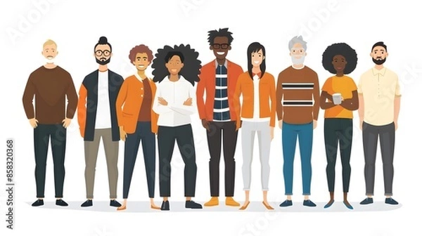 Fototapeta A team with members of different ages and backgrounds working together